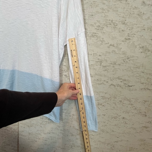 Vince. Womens Long Sleeve Drop Shoulder Top White Blue Fade Boho Beach - Picture 11 of 15